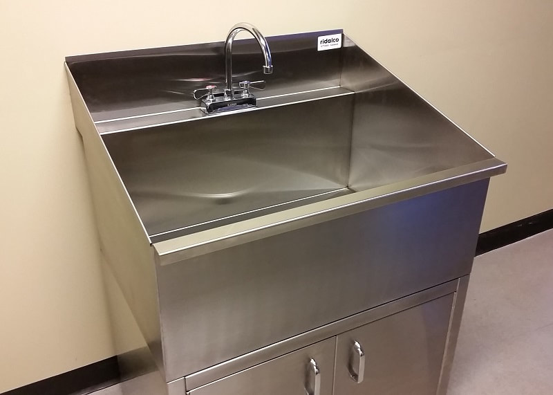 Commercial stainless steel utility sink with base cabinet CSA approved