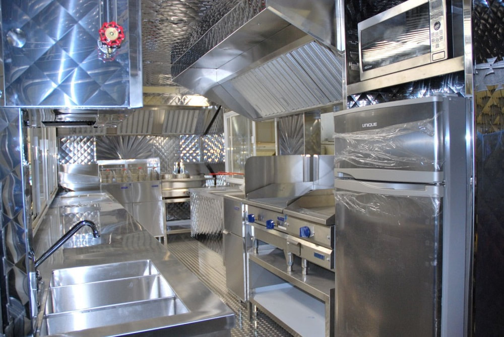 Commercial food truck restaurant kitchen stainless steel exhaust hood